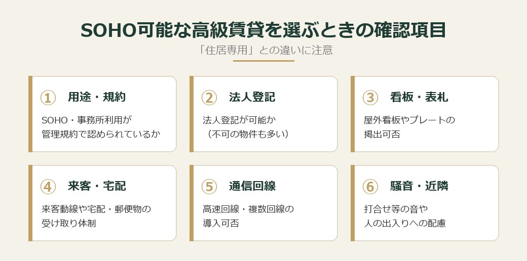 SOHO可能な高級賃貸を選ぶときの確認項目